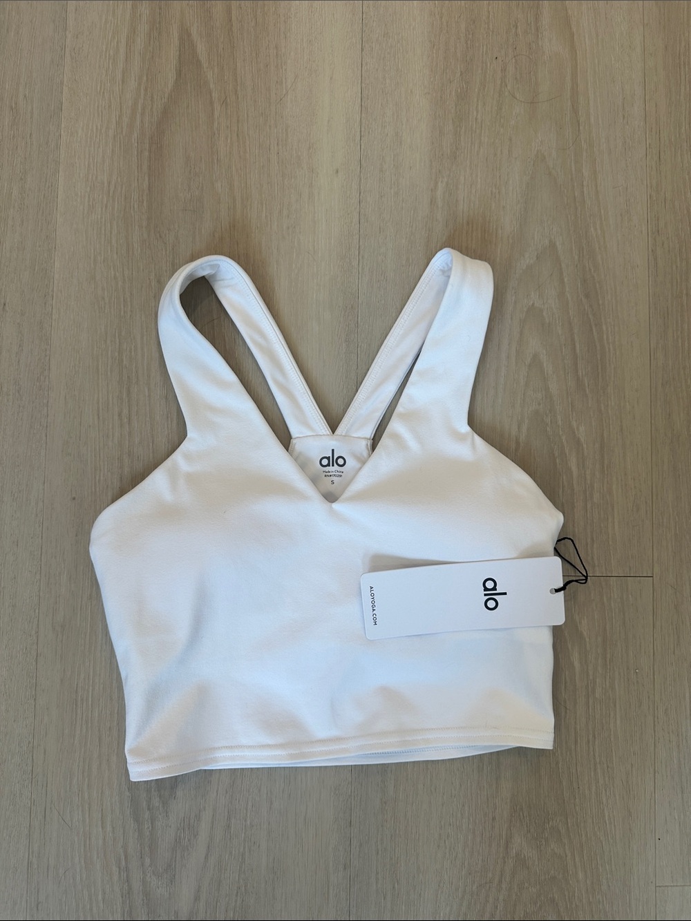 NWT ALO Yoga White Real Bra Crop Tank Top